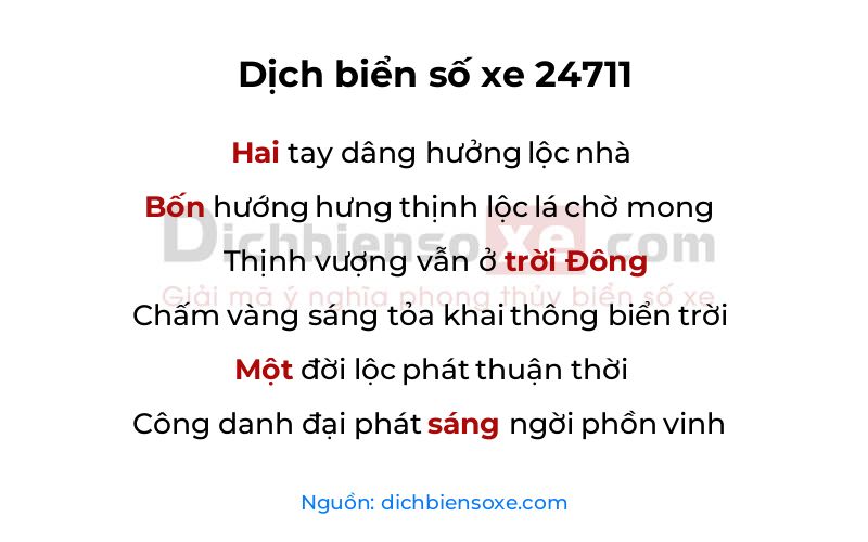 Dịch thơ biển số 24711