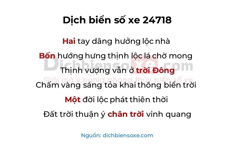 Dịch thơ biển số 24718