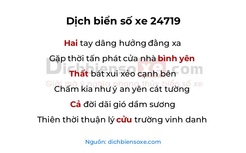 Dịch thơ biển số 24719