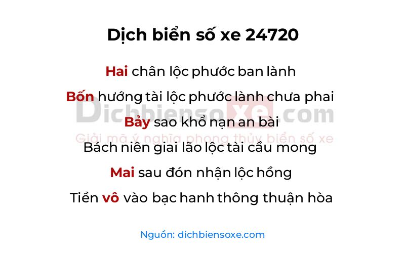 Dịch thơ biển số 24720