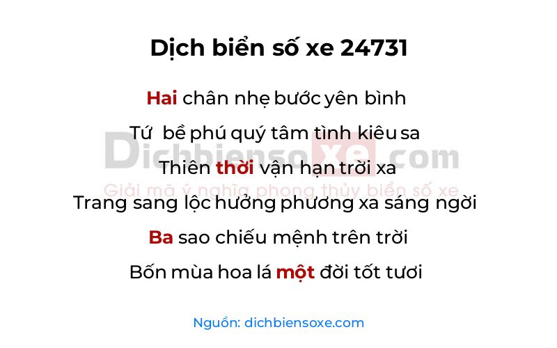 Dịch thơ biển số 24731