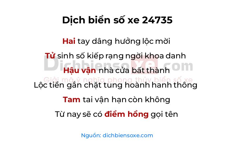 Dịch thơ biển số 24735