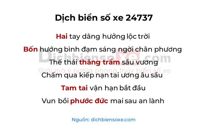 Dịch thơ biển số 24737
