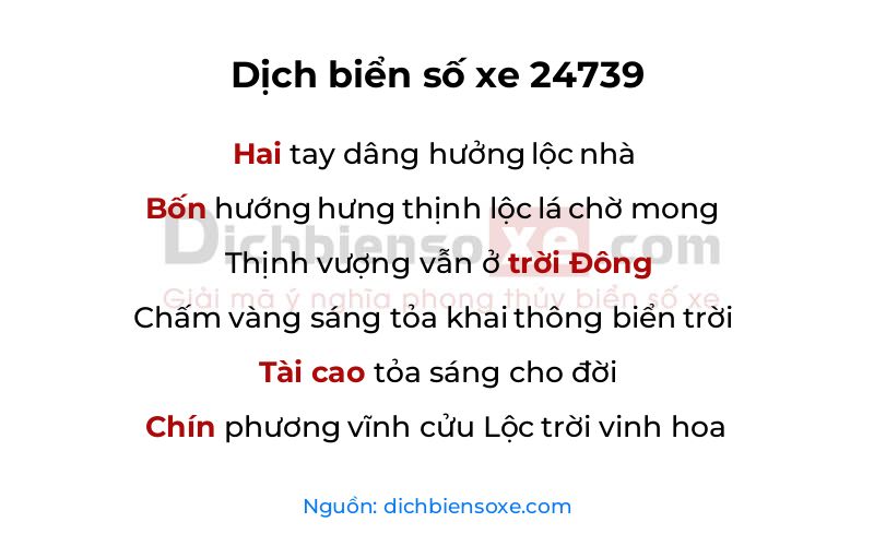 Dịch thơ biển số 24739