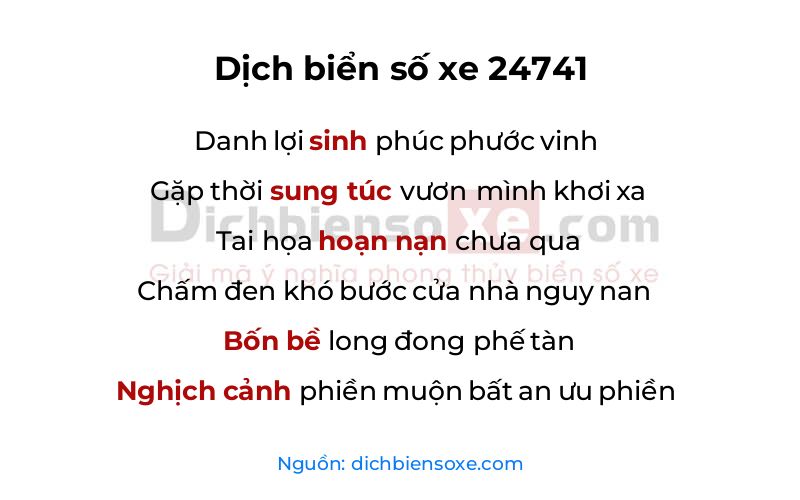 Dịch thơ biển số 24741