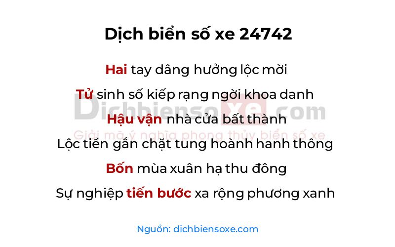 Dịch thơ biển số 24742