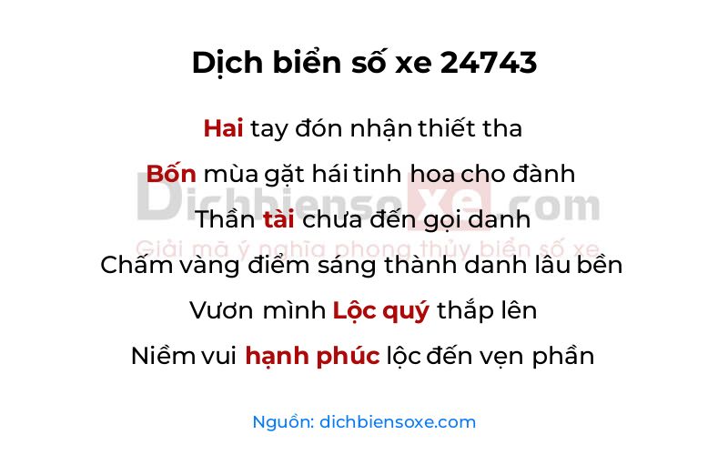 Dịch thơ biển số 24743