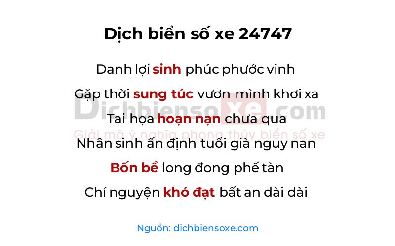 Dịch thơ biển số 24747