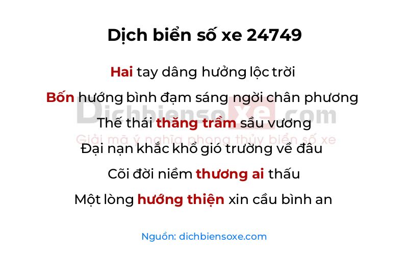 Dịch thơ biển số 24749
