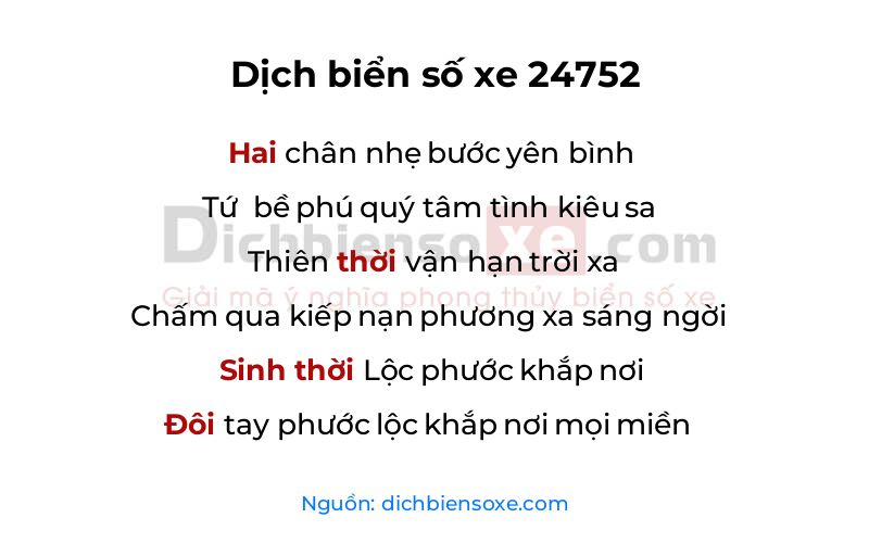 Dịch thơ biển số 24752