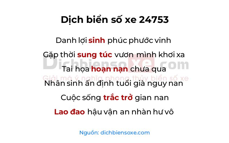 Dịch thơ biển số 24753