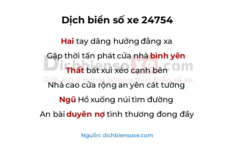 Dịch thơ biển số 24754