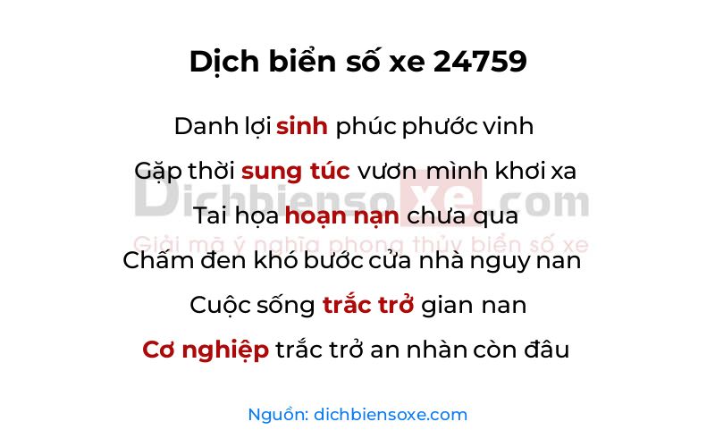 Dịch thơ biển số 24759