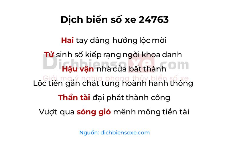 Dịch thơ biển số 24763