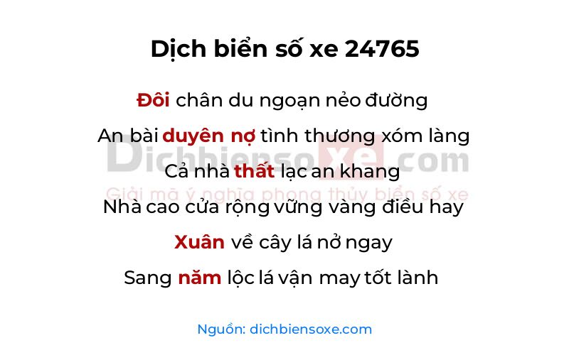 Dịch thơ biển số 24765