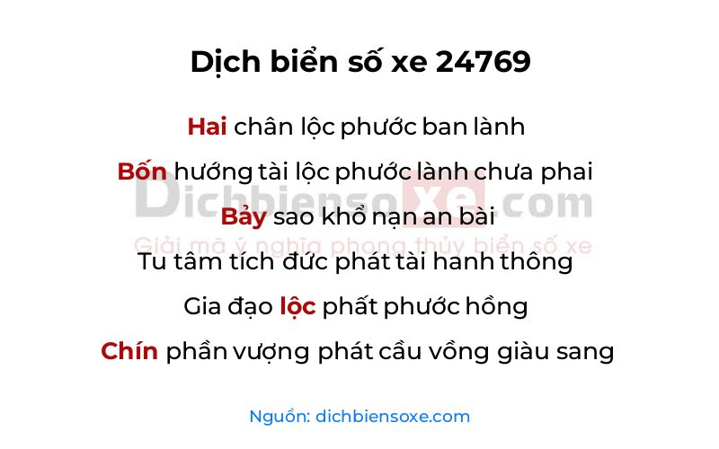 Dịch thơ biển số 24769