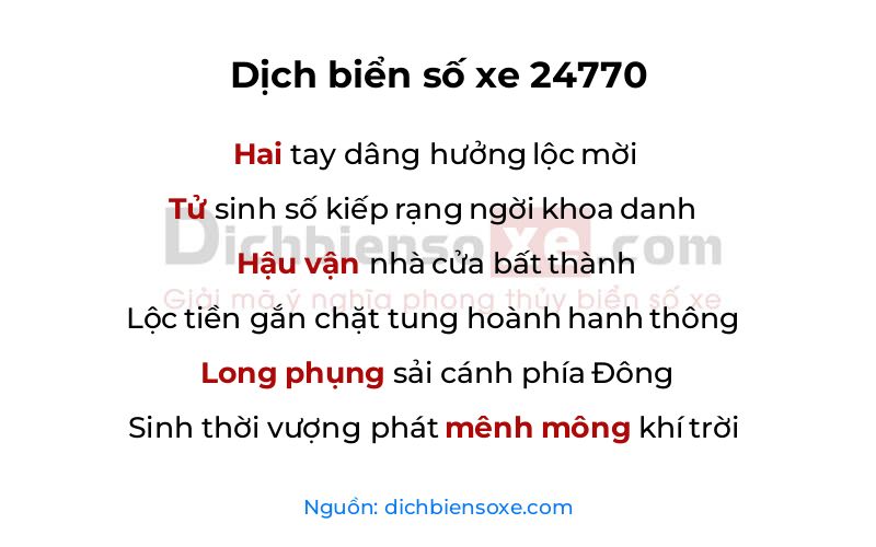 Dịch thơ biển số 24770