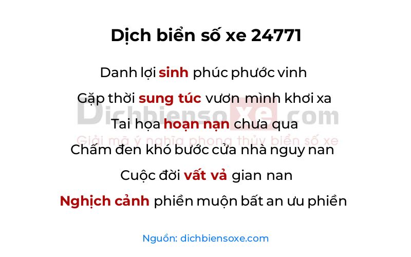 Dịch thơ biển số 24771