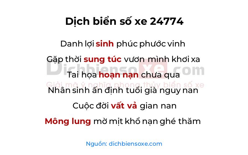 Dịch thơ biển số 24774