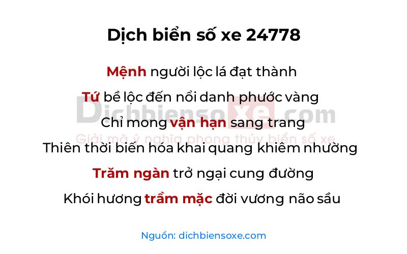 Dịch thơ biển số 24778