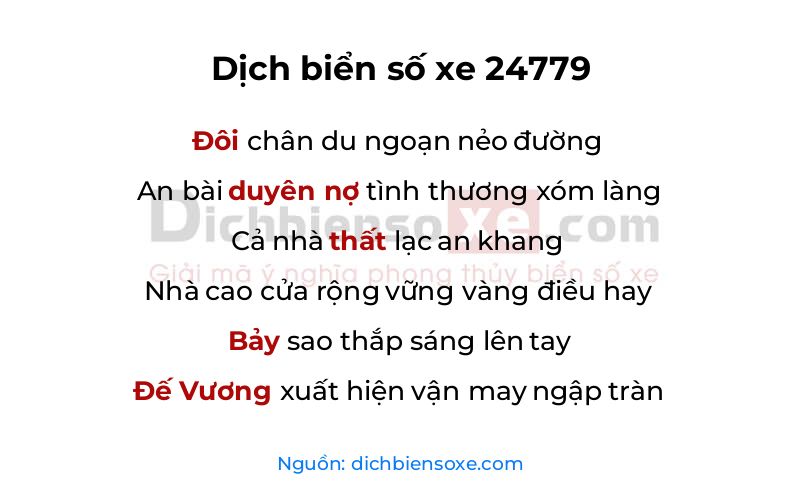 Dịch thơ biển số 24779