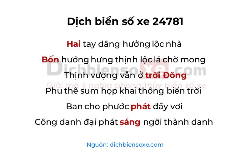 Dịch thơ biển số 24781