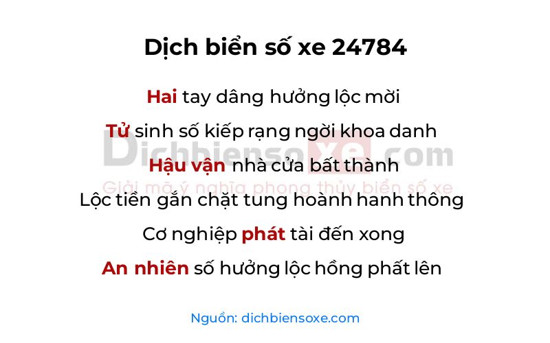 Dịch thơ biển số 24784