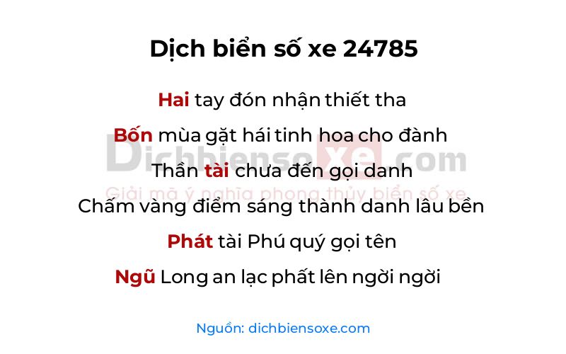 Dịch thơ biển số 24785