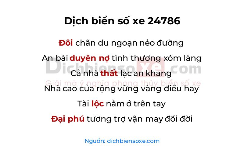 Dịch thơ biển số 24786
