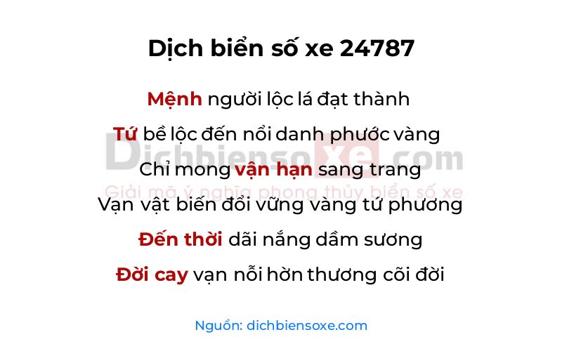 Dịch thơ biển số 24787