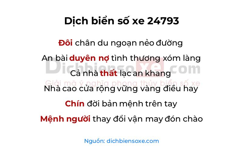 Dịch thơ biển số 24793