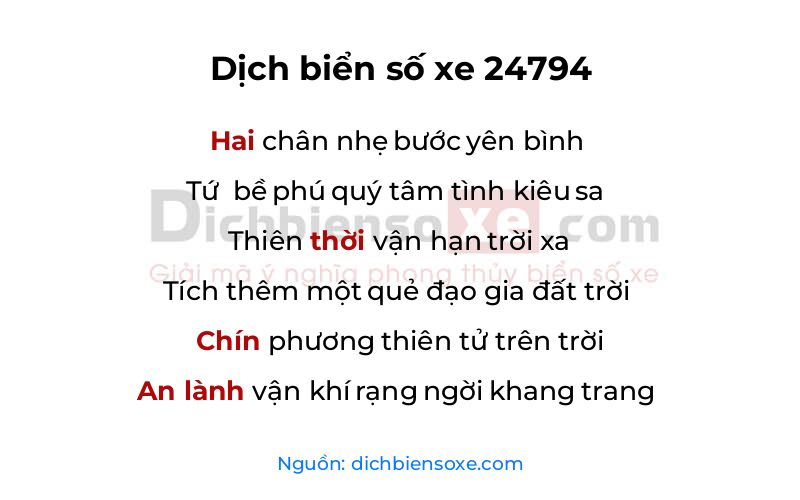 Dịch thơ biển số 24794