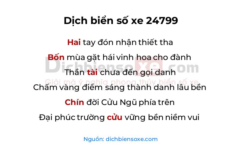 Dịch thơ biển số 24799