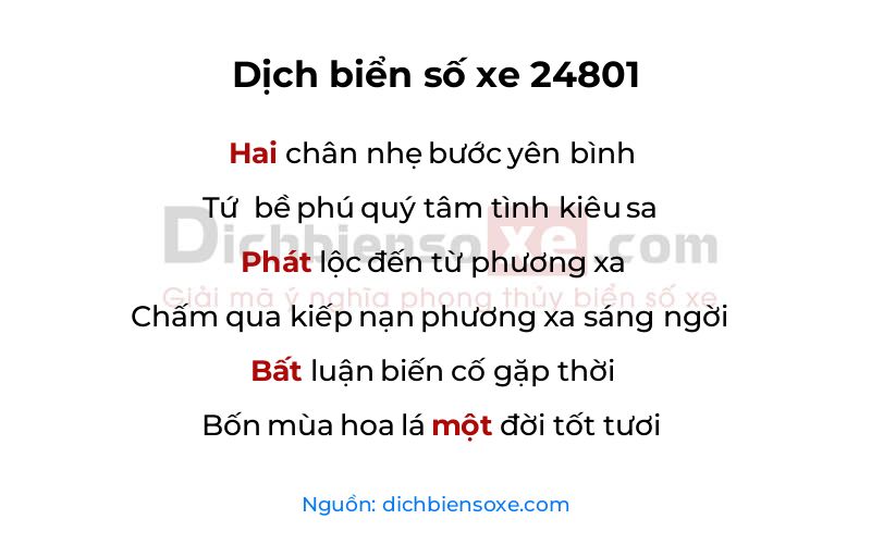 Dịch thơ biển số 24801
