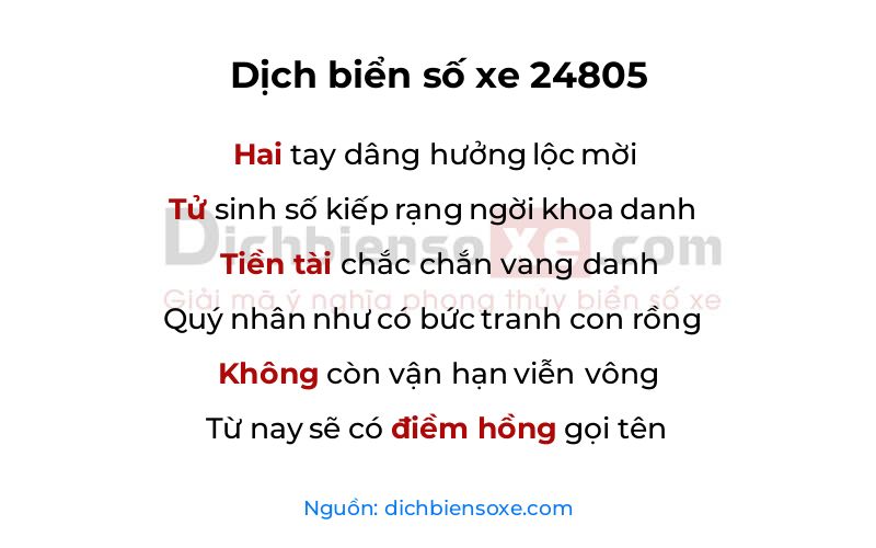 Dịch thơ biển số 24805
