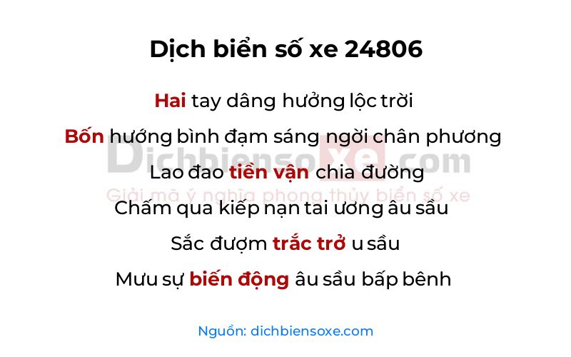 Dịch thơ biển số 24806