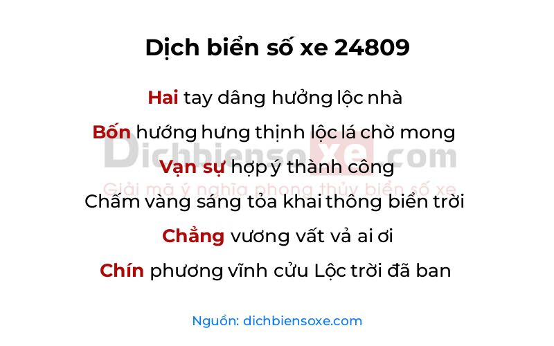 Dịch thơ biển số 24809