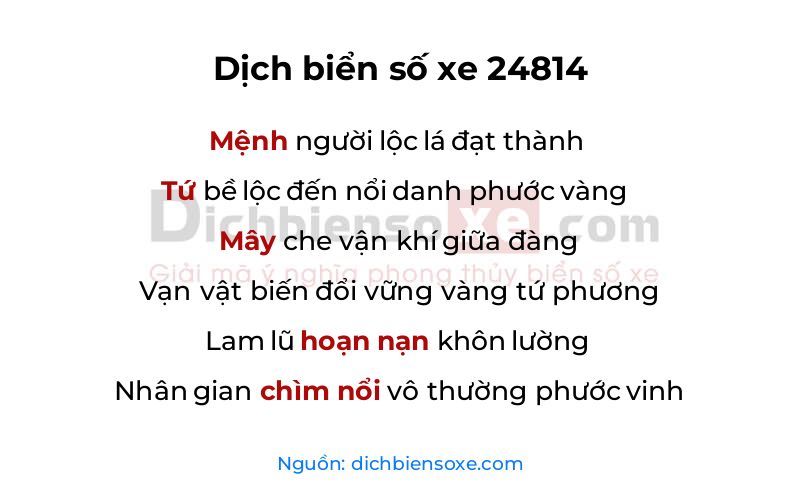 Dịch thơ biển số 24814