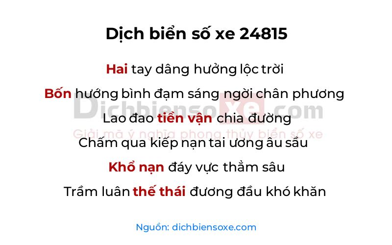 Dịch thơ biển số 24815