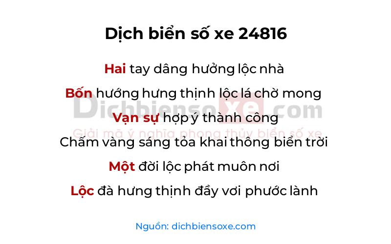 Dịch thơ biển số 24816