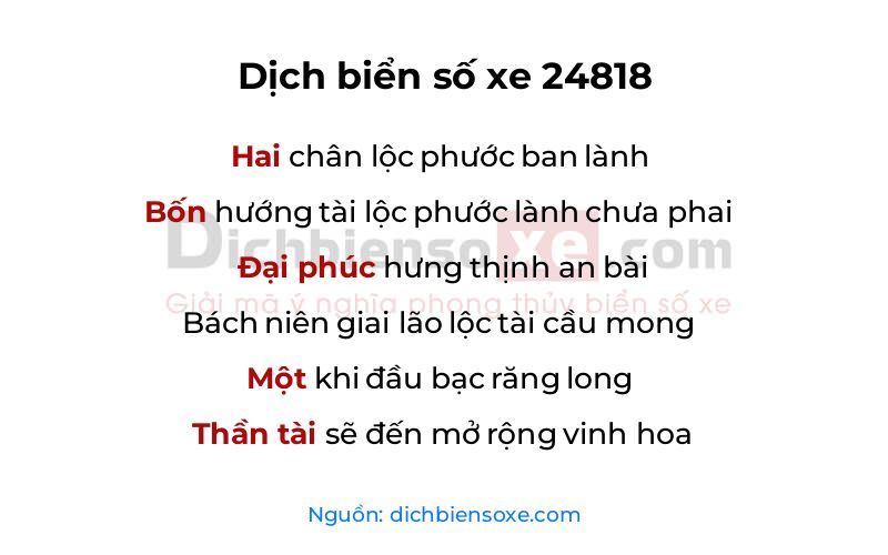 Dịch thơ biển số 24818