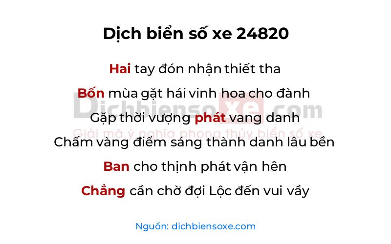 Dịch thơ biển số 24820