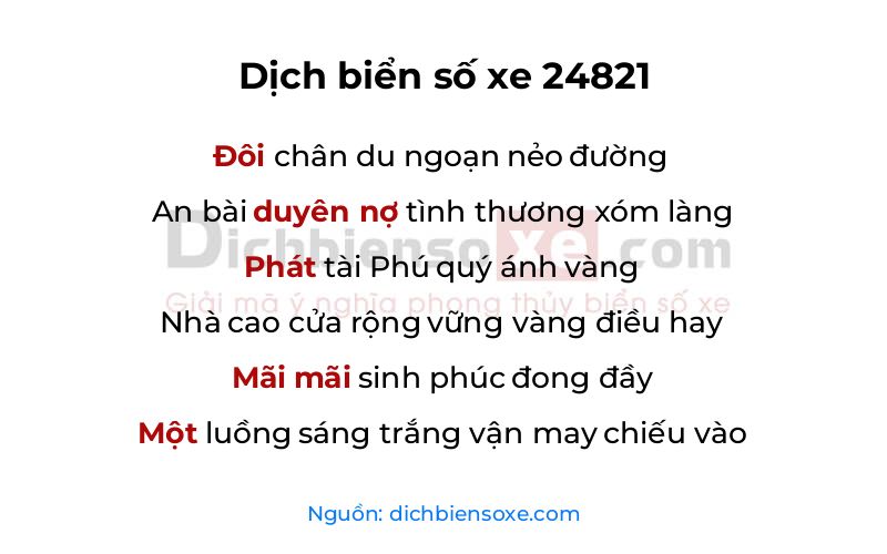 Dịch thơ biển số 24821