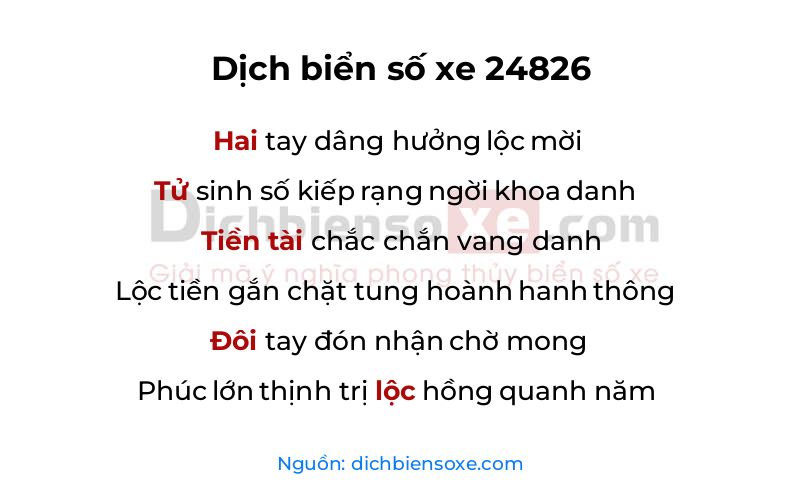 Dịch thơ biển số 24826