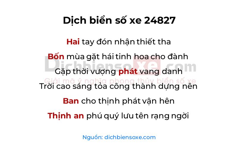 Dịch thơ biển số 24827