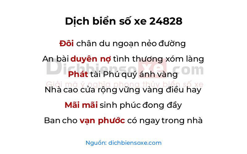 Dịch thơ biển số 24828