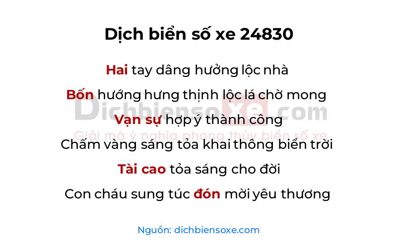 Dịch thơ biển số 24830