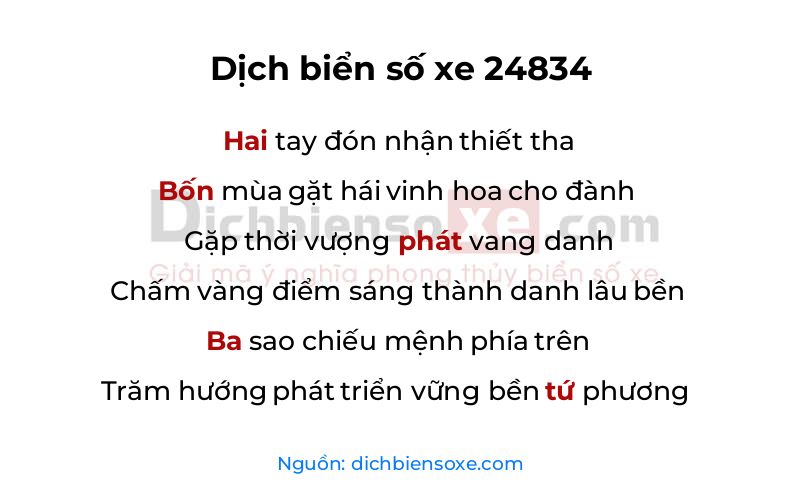 Dịch thơ biển số 24834
