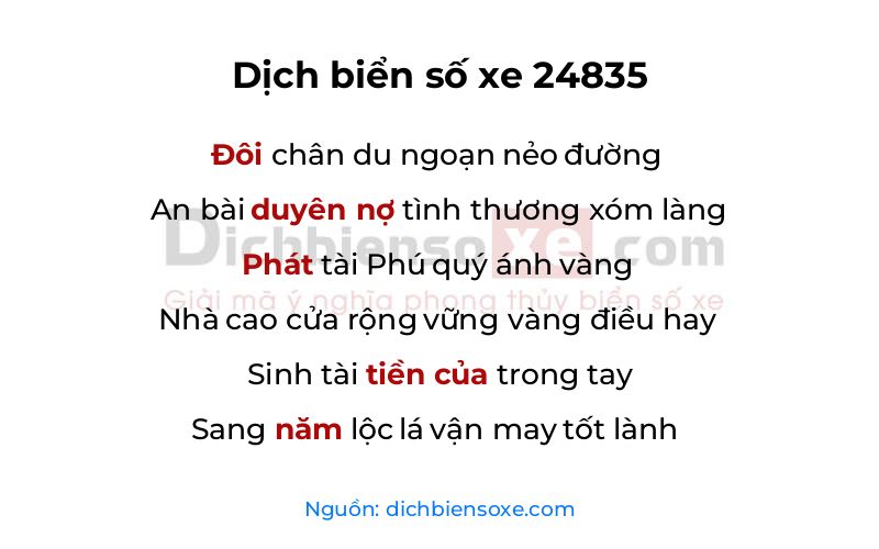 Dịch thơ biển số 24835