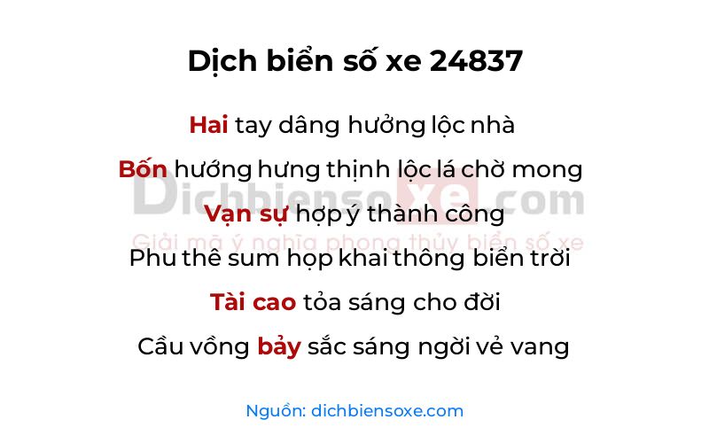 Dịch thơ biển số 24837